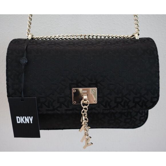 DKNY R313FE83 Women's Black Cleo Jacquard Print Chain Strap Shoulder Bag - Picture 16 of 16